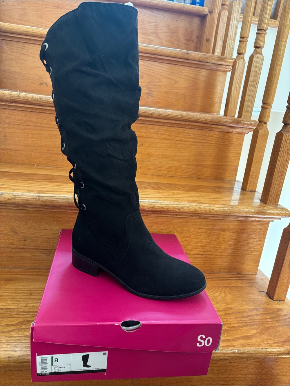 SO Black Over-the-Knee Lace-Up Boot